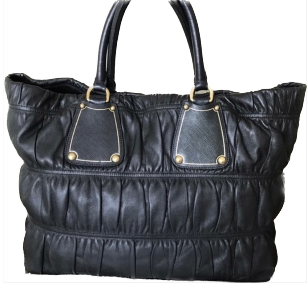 Prada handbag pocketbook shoulder bag black large authentic